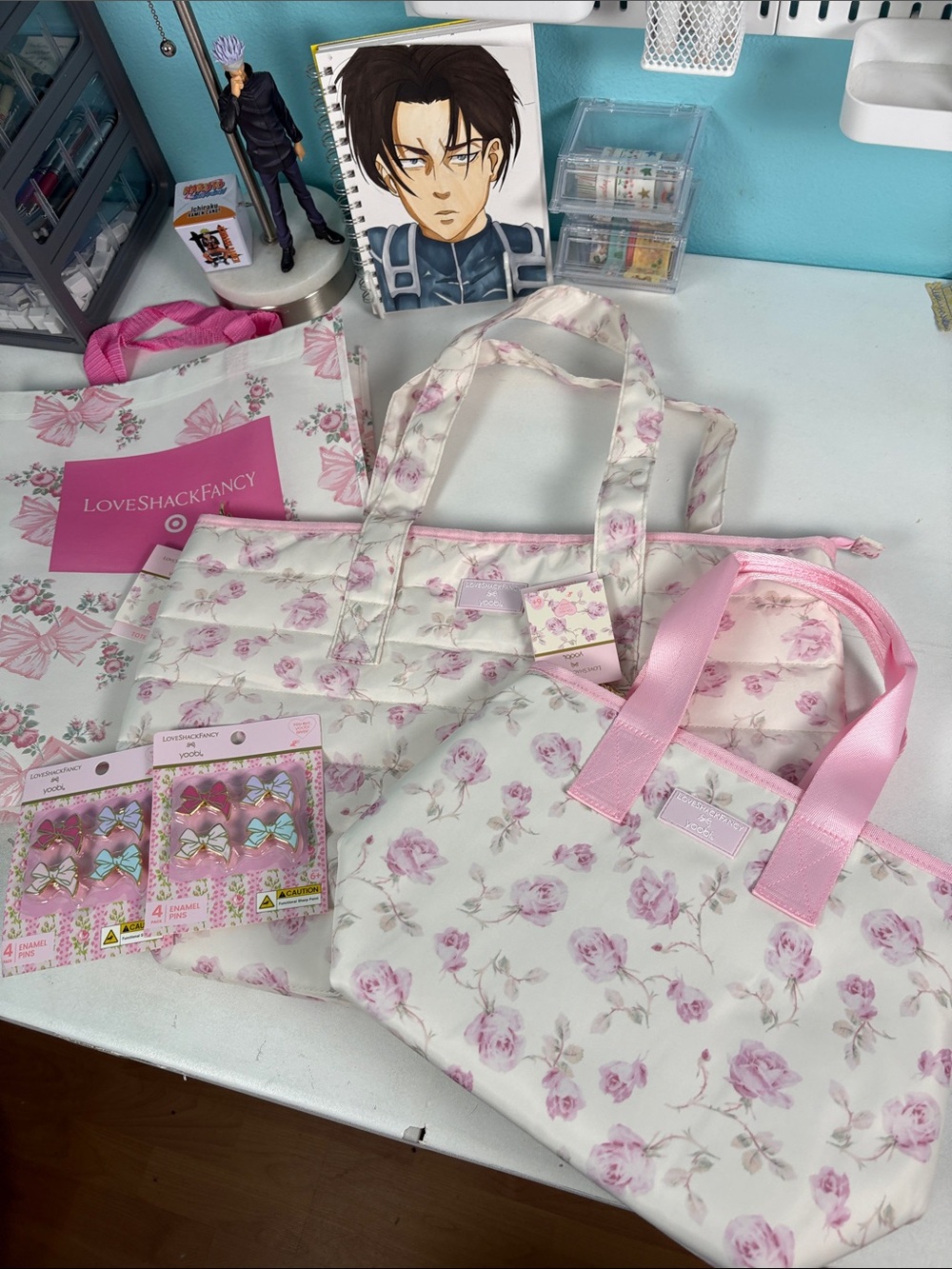 LoveShackFancy x target bundle tote lunch back pins